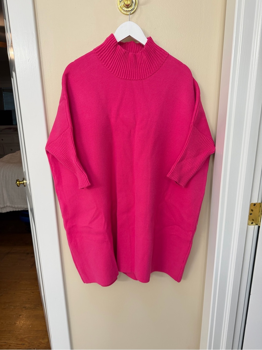 Kerisma Aja Bright Hot Pink Mock Neck Sweater Dress OS
